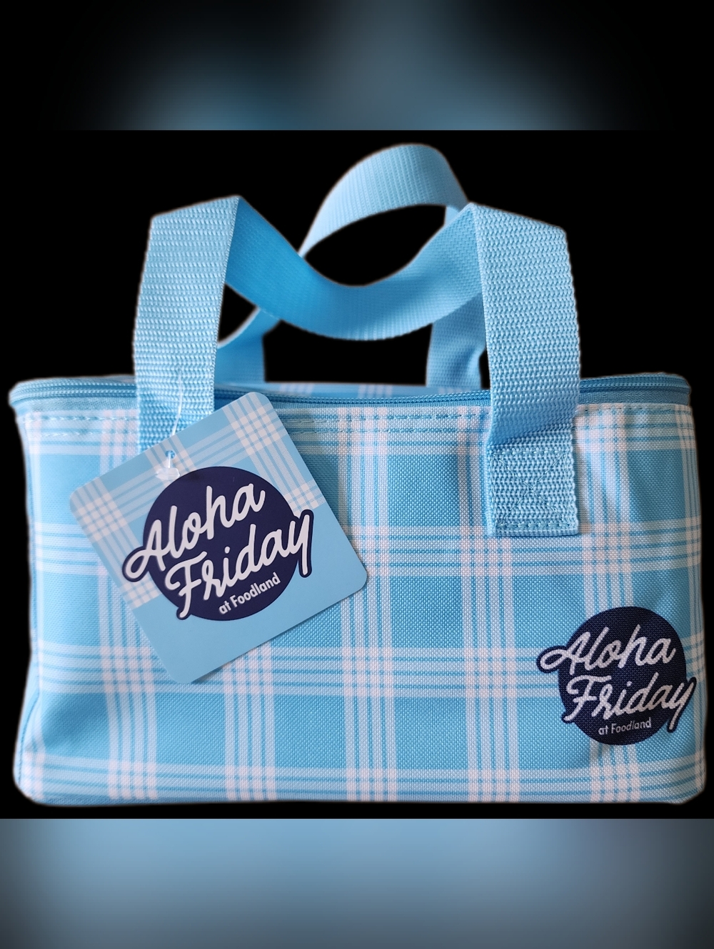 Foodland Hawaii Palaka Cooler Tote Trending Aloha Friday Bag Light Blue